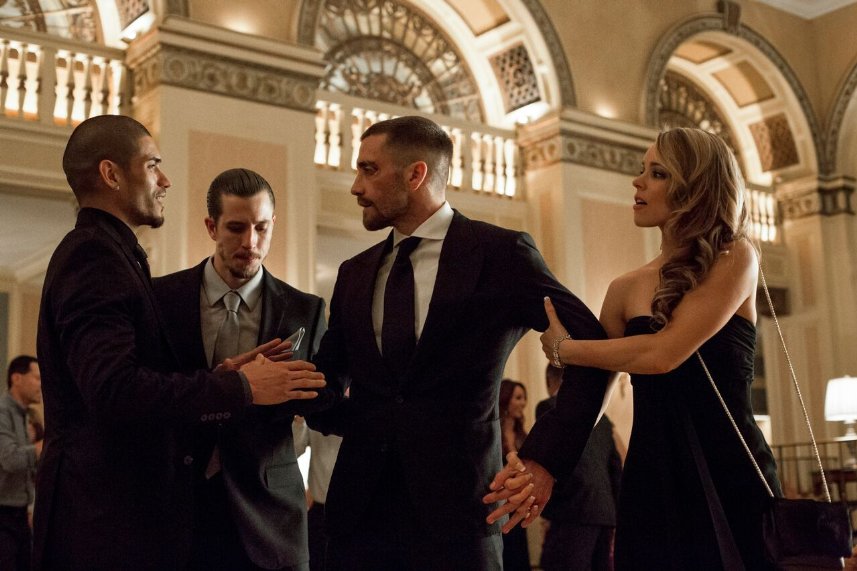 Jake Gyllenhaal, Rachel McAdams and Miguel Gomez in Southpaw. Copyright: The Weinstein Company