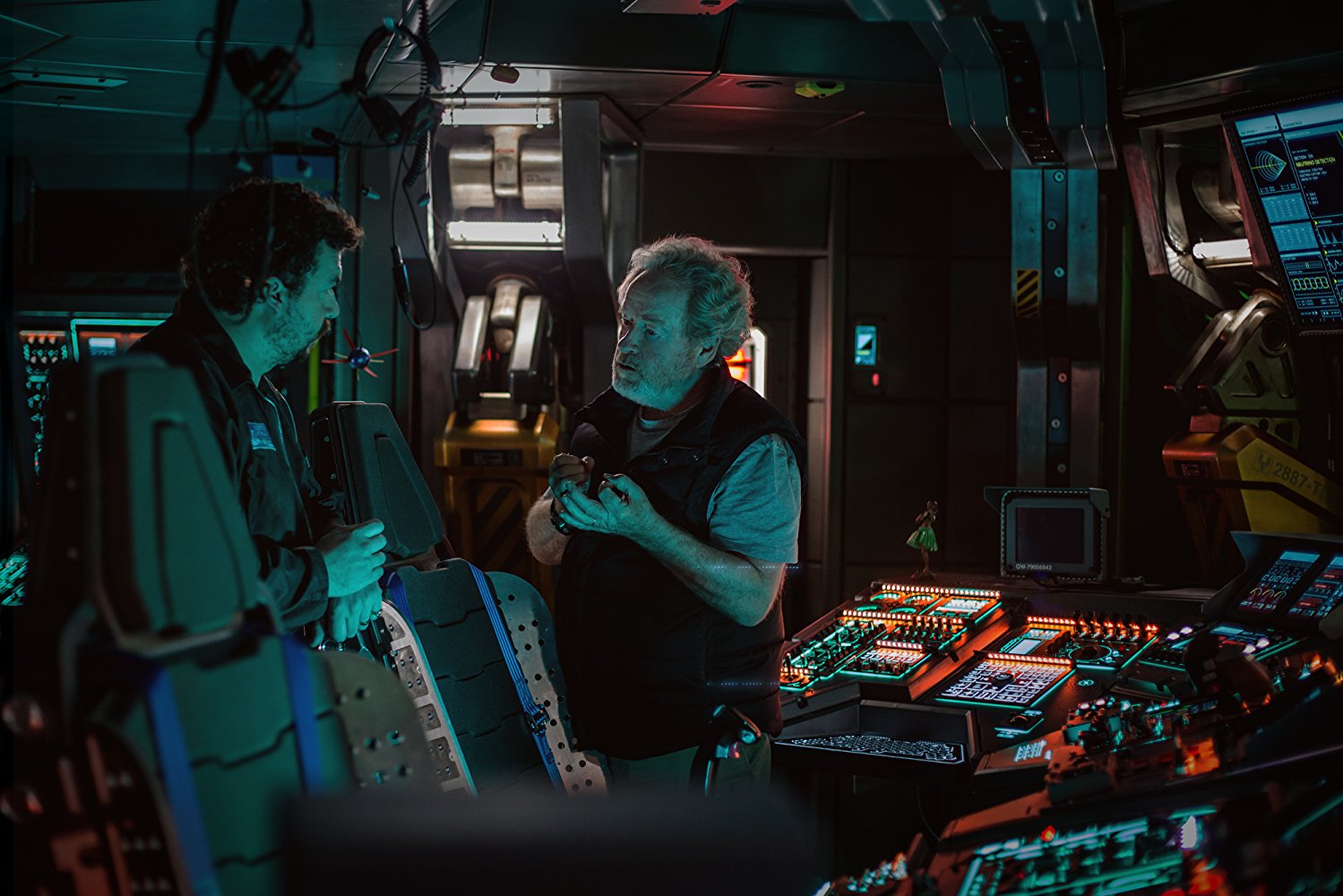 Ridley Scott on the set of Alien: Covenant