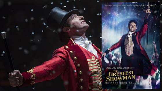 The Greatest Showman banner with poster