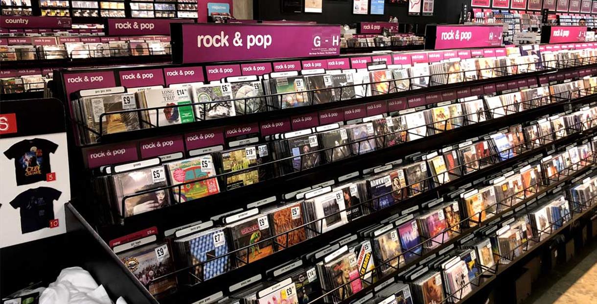 HMV music shelves