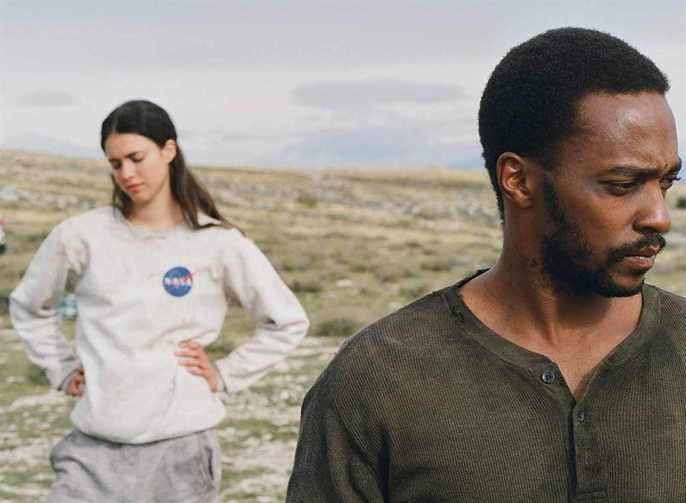 Anthony Mackie and Margaret Qualley in Io