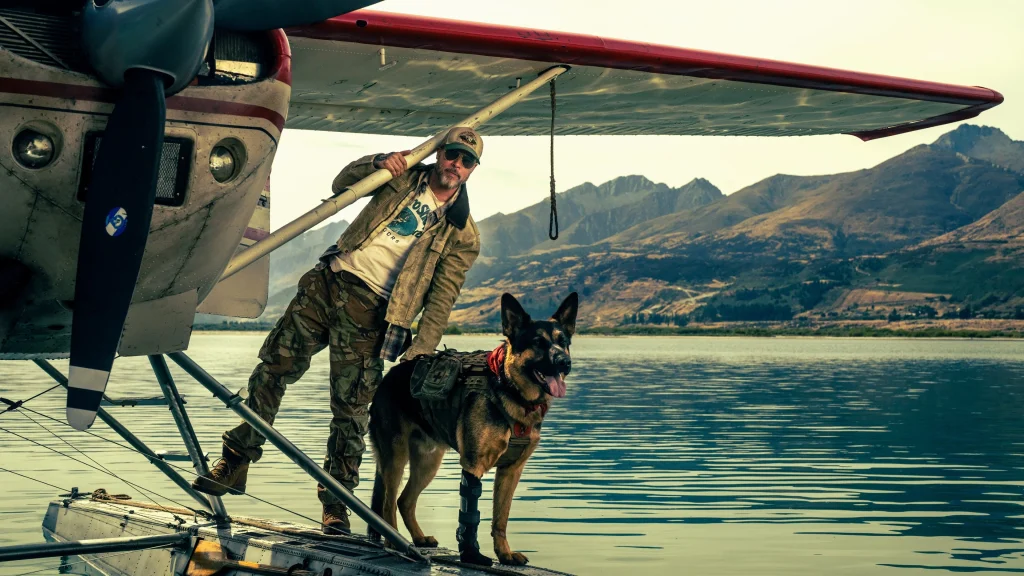 Brad Pitt and Odin the German Shepherd in Heart of the Beast